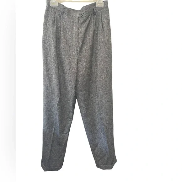 Lauren Ralph Lauren Wool Plaid Pleated Trouser Pant Gray SZ 12 - Picture 1 of 11